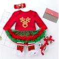 thumbnail image 5 of Robe de Princesse pour Bébés Filles 1-2e Anniversaire Tenue de Mariage Noël Fête Robe Serre-Tête Collants Ensemble de Chaussures, 5 of 5