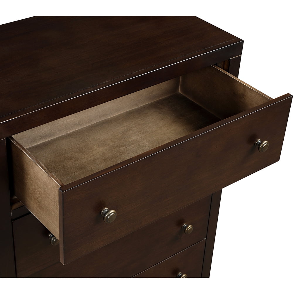 Lowestbest 5 Drawer Nightstand, Classic Solid Wood Chest, Solid Wood Dresser of Freely Configurable Bedroom Sets Chest, Rich Brown Lowestbest 5 Drawer Nightstand, Classic Solid Wood Chest, Solid Wood Dresser of Freely Configurable Bedroom Sets Chest, Rich Brown