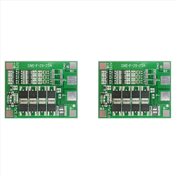 2X Placa de Protección 3S 12V 25A Cargador de Batería de Litio con Placa de Protección PCB Mejorada de Batería de Potencia
