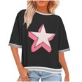 thumbnail image 2 of Horkkom T-Shirts Graphiques pour Femmes Été Imprimé Étoile Manches Courtes Chemises Décontractées Col Rond T-Shirts, Cadeaux pour Femmes 3TG, 2 of 6