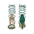 thumbnail image 5 of BLISSFUL STEP Stiletto High Heels Lace Up Sandals for Women Green 6, 5 of 6