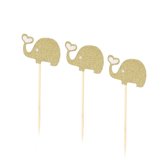 WHAMVOX 3 Pcs Jungle Para Cake Insert Gold Cupcake Topper 10.00X5.30X0.20CM Golden