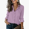 thumbnail image 6 of VBVC Women's Collared Button Down Shirt , Business Casual Work Blouse For Women , Ladies' Lightweight Long Sleeve Top with Pockets, Purple , S-2XL, 6 of 8