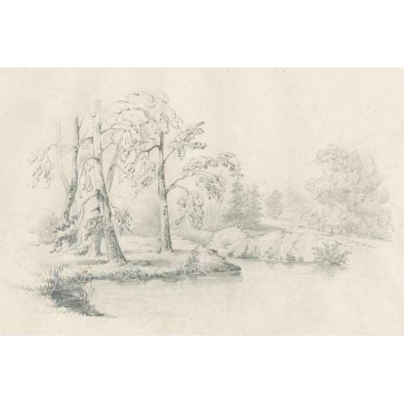 Art.com Lakeside Sketch Art Print by Wild Apple Portfolio, 18" x 12"