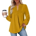 thumbnail image 4 of BLVB Boho Tops for Women V Neck Chiffon Blouses Flowy Dressy Casual Lace Womens Long Sleeve Shirts Trendy Clothes, 4 of 7