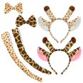 thumbnail image 1 of Diadema de jirafa para Halloween, pajarita, cola de ciervo, astas, orejas, aros para el pelo, pajarita, cuernos de cervatillo, tocado, diadema, bandas para el cabello para mujeres, festivales navideño, 1 of 5