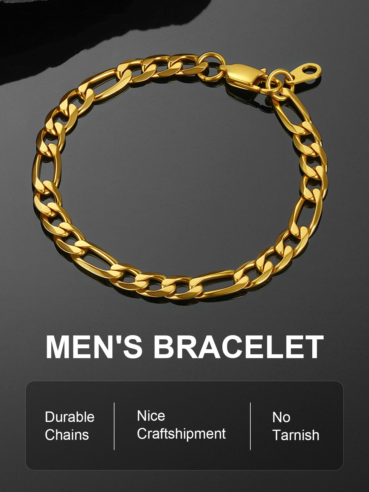 ChainsProMax Gold Plated Figaro Chain Bracelet photo 5
