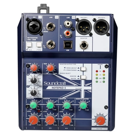 Soundcraft Notepad-5 Channel Live Sound/Recording Mixer w/ USB For