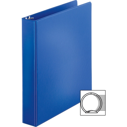 Business Source Basic Round Ring Binders 1 1/2' Binder Capacity - Letter - 8 1/2' x 11' Sheet Size - Round Ring Fastener(s) - Vinyl - Dark Blue - 1.02 lb - 1 Each