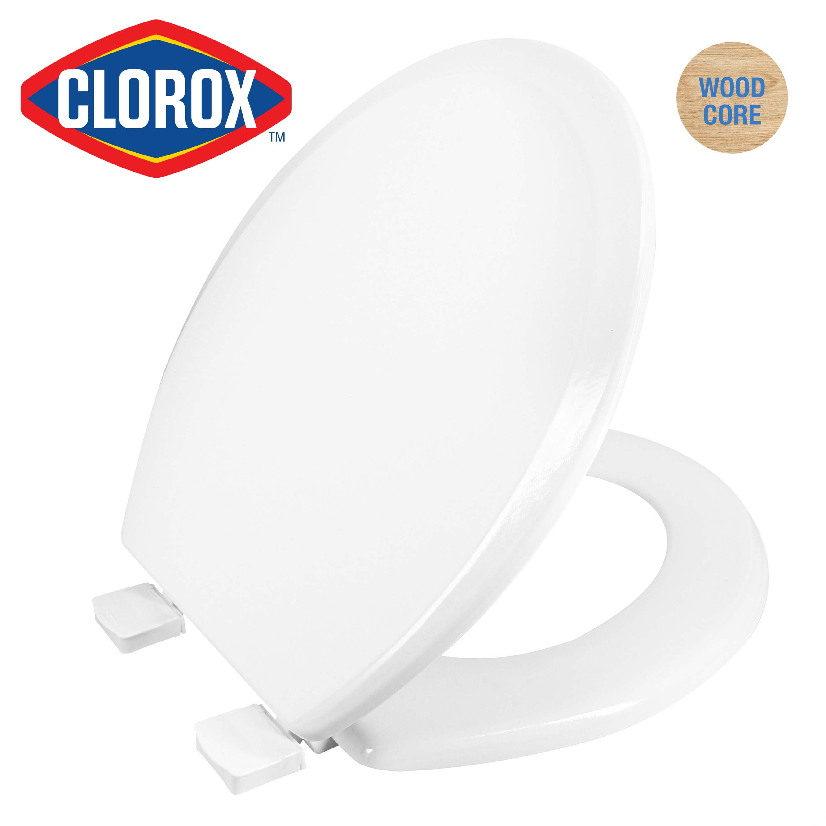 Clorox Antimicrobial Round Wood Toilet Seat with Easy-off Hinges