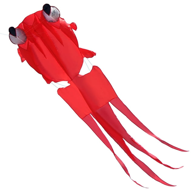 Graflsoa Cerf-Volant Poisson Rouge Doux avec Poignée à Ficelle de 30m, Grand Rouge, Polyester 210T, 150x330cm, Inclut un Sac de Rangement