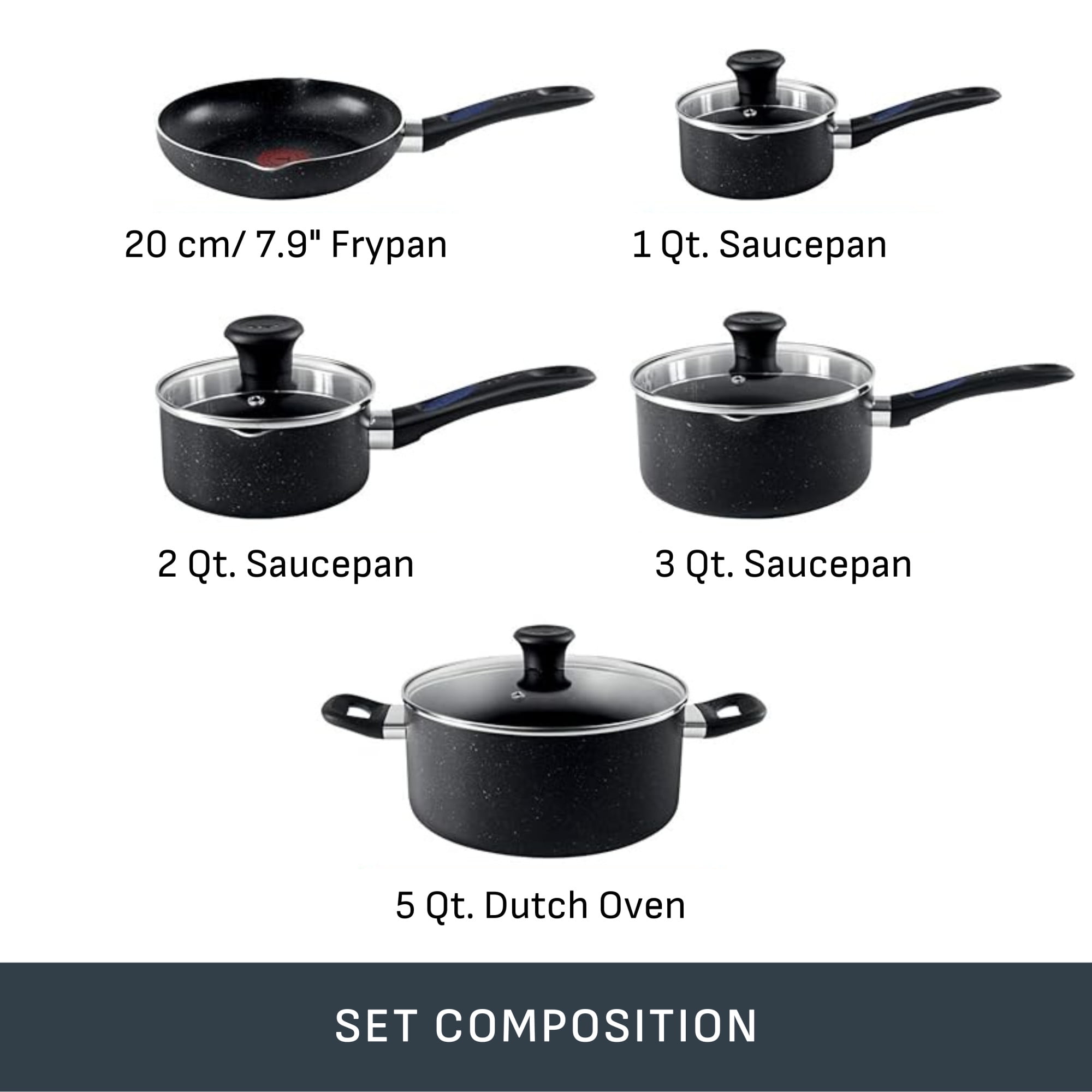 T-fal Signature Ensemble de 9 pièces, Casseroles et Poêles, Batterie de Cuisine Antiadhésive