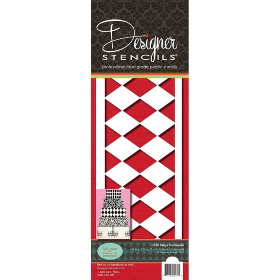 Designer Stencils Large Harlequin Cake Stencil Side, Beige/semi-transparent
