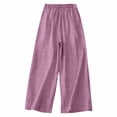 thumbnail image 4 of Timegard Womens Wide Leg Pants High Waist Lightweight Button Solid Color Loose Trousers Summer Casual, 4 of 7