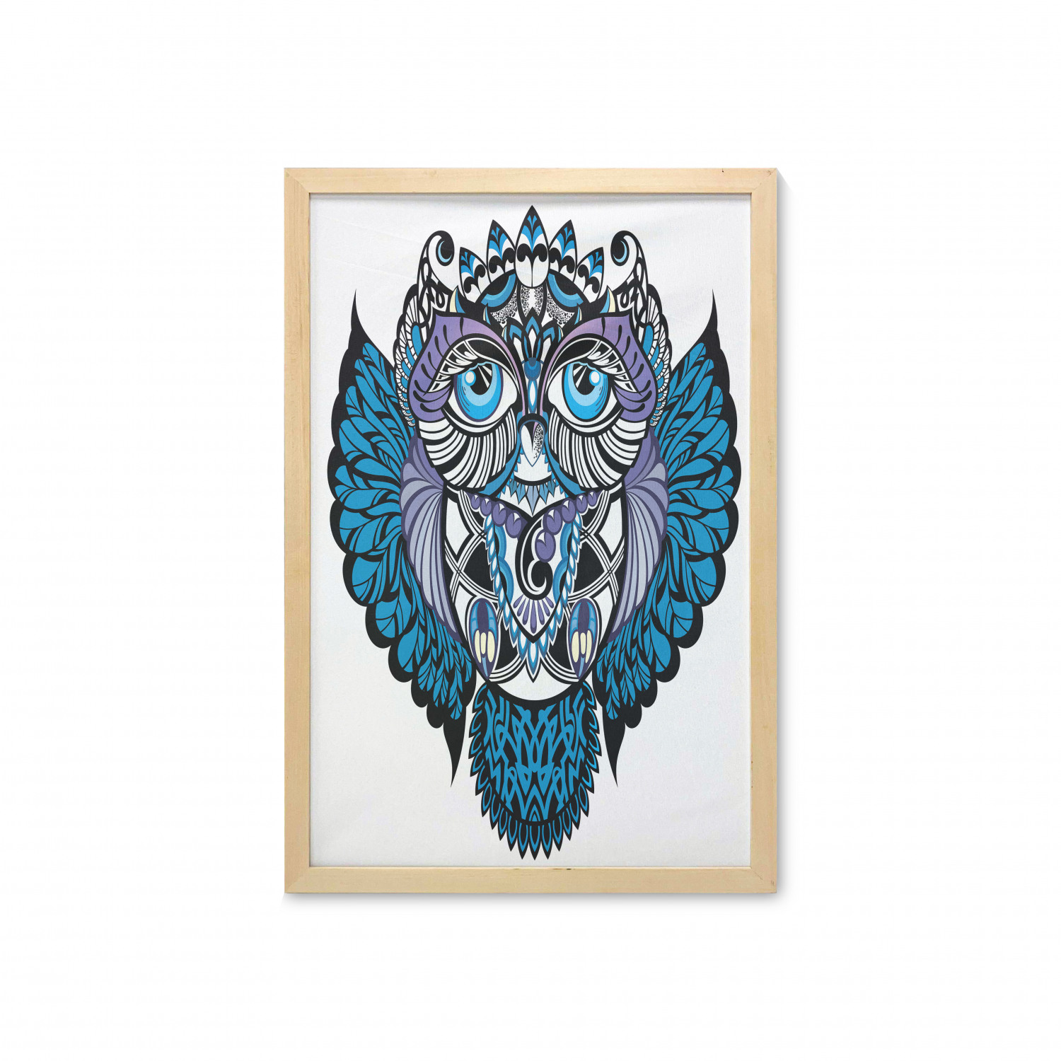 Tribal Wall Art with Frame, Owl Bird Animal Paisley Tattoo Design Big ...
