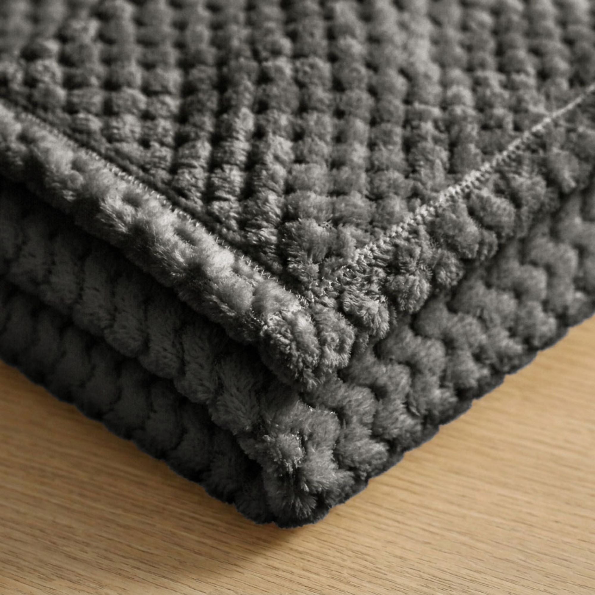 Superior Lily Pebbled Fluffy Fleece Blanket, Twin XL Size, Charcoal