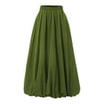 thumbnail image 4 of Women's Summer Tennis Skirts Women’s Casual Loose Floral Midi Skirt With Stretch Waistband A Line Dressy Street Style Skirt Green S, 4 of 6