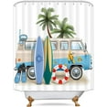 thumbnail image 3 of Beach Surf RV Fabric Shower Curtain Set for Bathroom Decor 72Wx72H Inch Coastal Theme Bath Accessories for Men Boys Tropical Palm Trees Pattern Camping Car Bathtub 12 Pack Plastic Hooks, 3 of 5