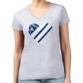 thumbnail image 4 of Women's G-III 4Her by Carl Banks  Heather Gray Los Angeles Dodgers Heart V-Neck Fitted T-Shirt, 4 of 5