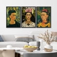 thumbnail image 4 of IDEA4WALL Framed Canvas Print Wall Art Set of 3 Floral Self Portraits by Frida Khalo Retro Art Vintage Nature & Humanities Artwork Colorful Vivid Art Prints for Home Decor - Black 16"x24"x3, 4 of 5