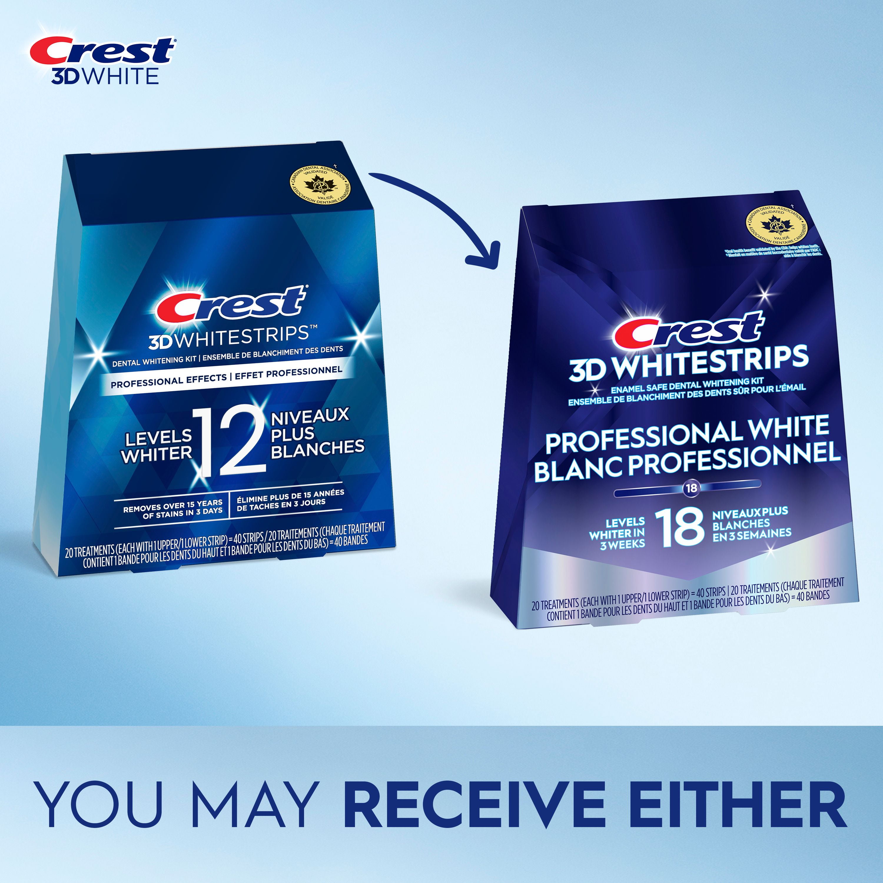 Crest 3D Whitestrips Professional Effects At-home Teeth Whitening Kit, 20 Treatments,12 Levels Whiter, 20 Treatments