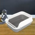 Cat Litter Tray High Sided Cat Litter Container Cat Sandbox Kitty Litter Pan Gray