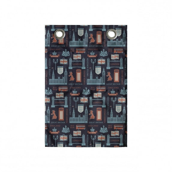 Phone Booth Hanging Pocket Organizer, British Themed Pattern with Symbolic, Printed Polyester Storage Bag with Pockets, 14" x 20", Multicolor