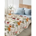thumbnail image 4 of Vintage Flower Full Size Flat Sheet, Wrinkleproof & Fadeproof Cooling Flat Bed Sheet Only, Farmhouse Bird Butterfly Red Floral Breathable Soft Bedding Top Sheets 81 x 96 Inches, 4 of 8