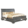 thumbnail image 2 of Modern Contemporary Queen Size Bed 1pc Bedframe Bedroom Furniture Grey Solid wood Storage Wood Inlay, 2 of 5