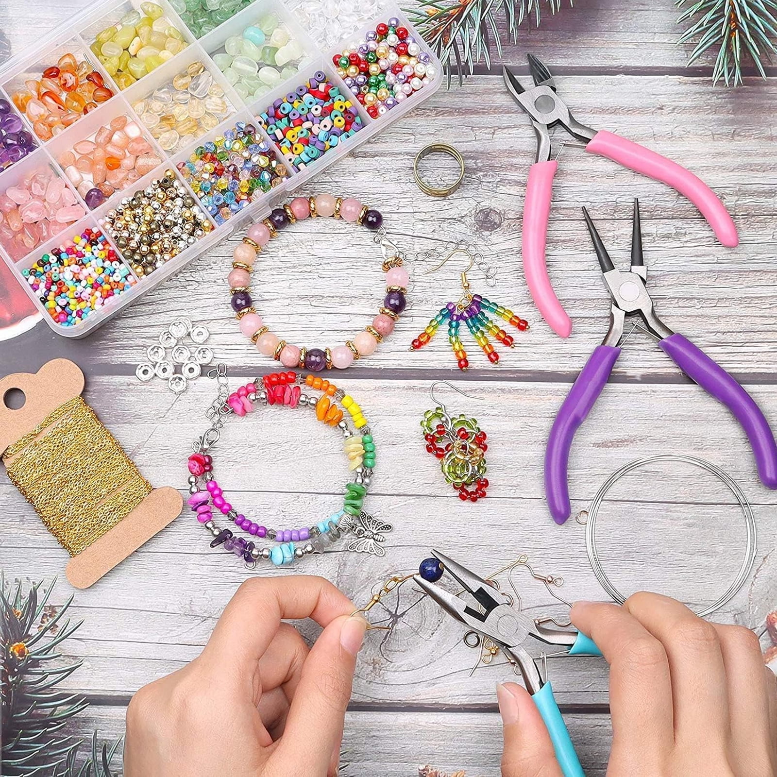 5 Pcs Superb Jewelry Pliers Set, Jewelry Making Supplies Includes Round, Chain, Needle, Bent & Zipper Jewelry Pliers for Repair, Wire Wrapping & DIY Crafts