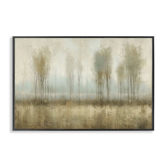 Stupell Industries Muted Forest View Landscape & Nature Painting Black Framed Art Print Wall Art, 18 x 12