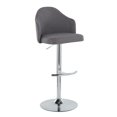 thumbnail image 4 of LumiSource Chrome Metal, Grey Fabric Ahoy Adjustable Barstool - Set of 2, 4 of 6