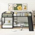 thumbnail image 2 of Full and Twin Size L-Shaped Bunk Bed with Slide and Short Ladder, Black, 2 of 9