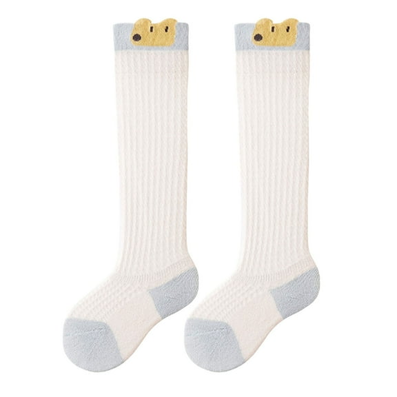 hengsof Baby Girl High Top Mosquito Repellent Socks, Non Slip Adhesive Coated Toddler Floor Socks, Summer Solid Color Thin Breathable Comfortable Long Socks