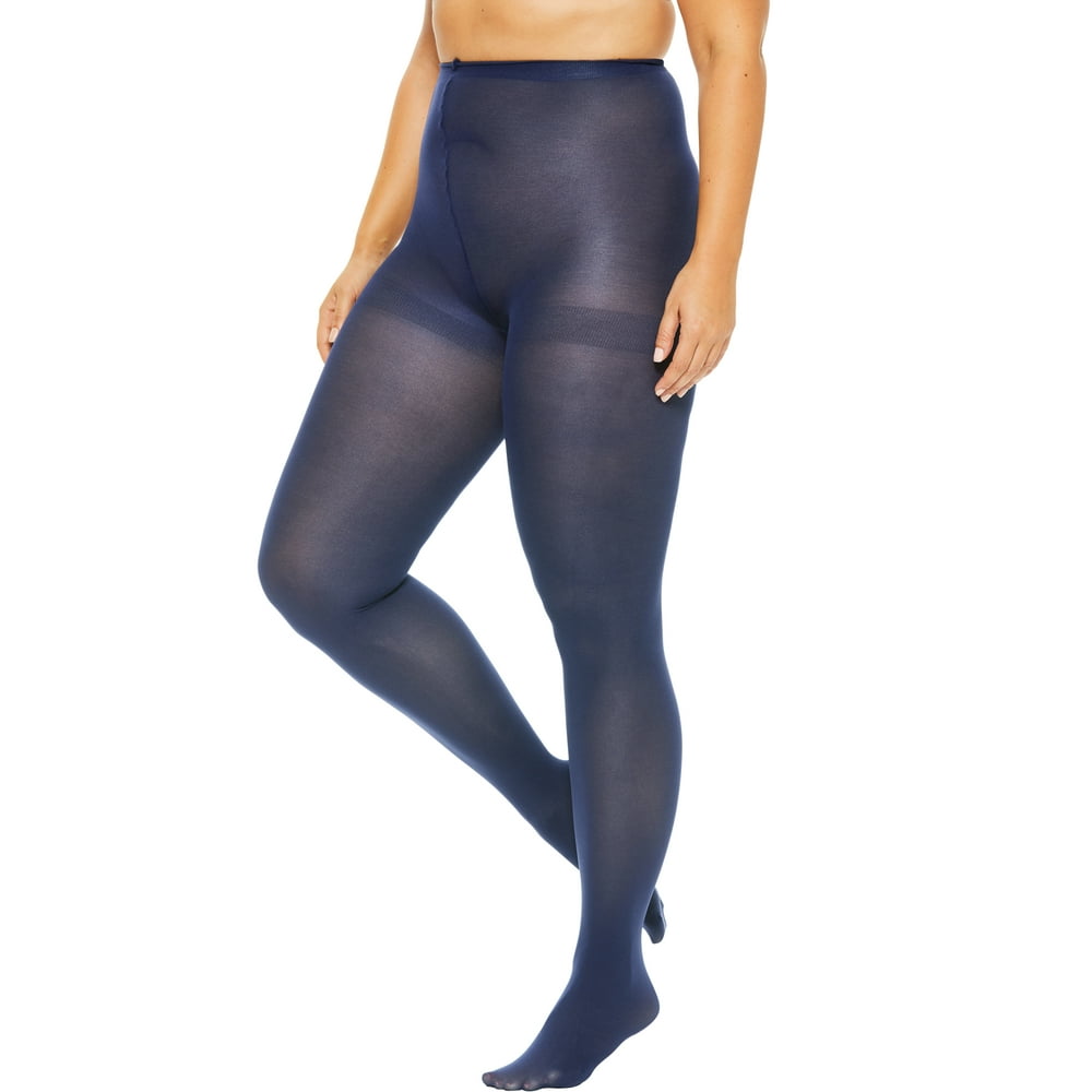 Comfort Choice Comfort Choice Women S Plus Size 2 Pack Opaque Tights E F Navy Blue