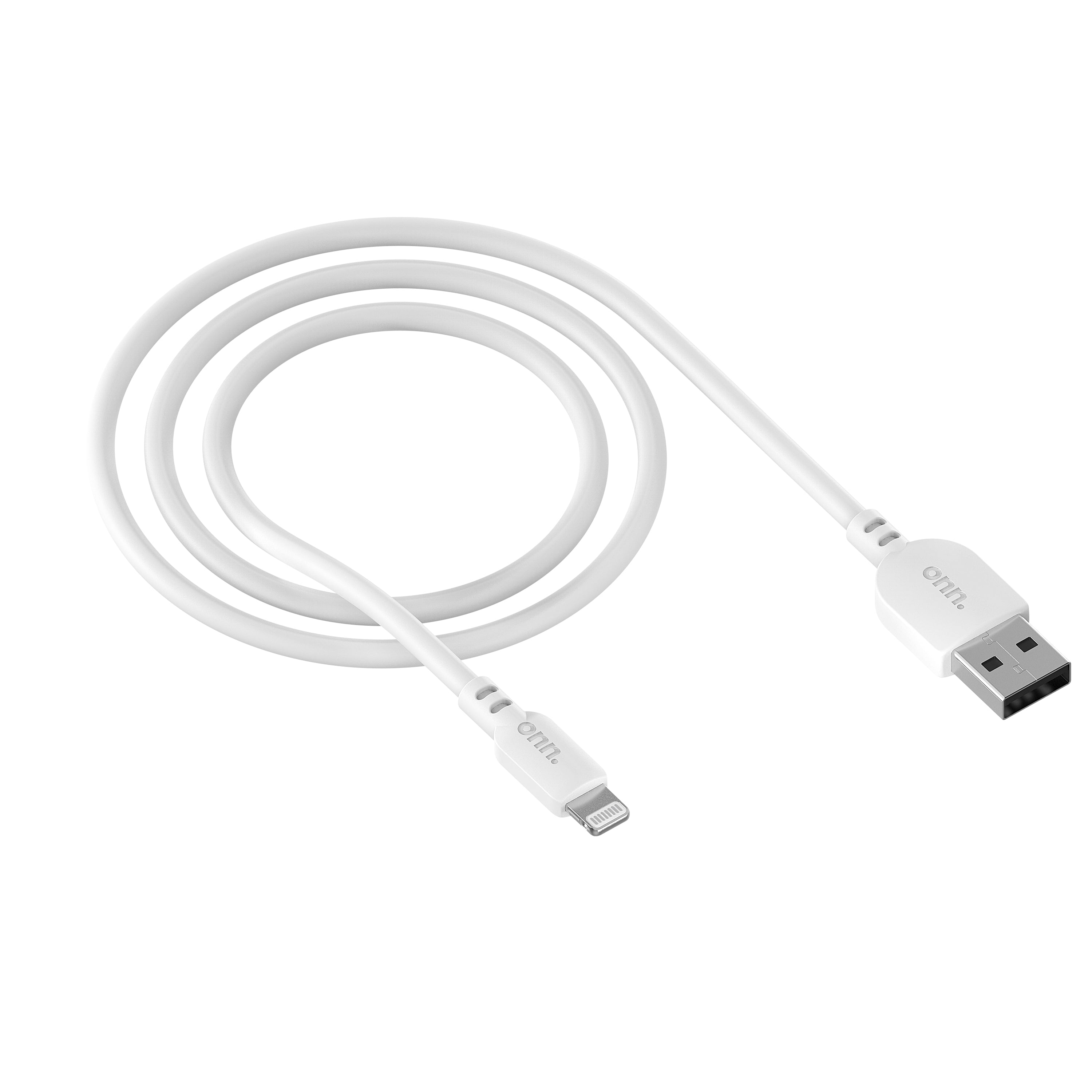 onn. 10' Lightning to USB Cable, White