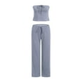 thumbnail image 7 of vigerkar Womens Y2k 2 Piece Outfit Strapless Crop Tube Top and Wide Leg Pant Matching Sets Loungewear Holiday Beach Outfit 2025 Blue, L, 7 of 7