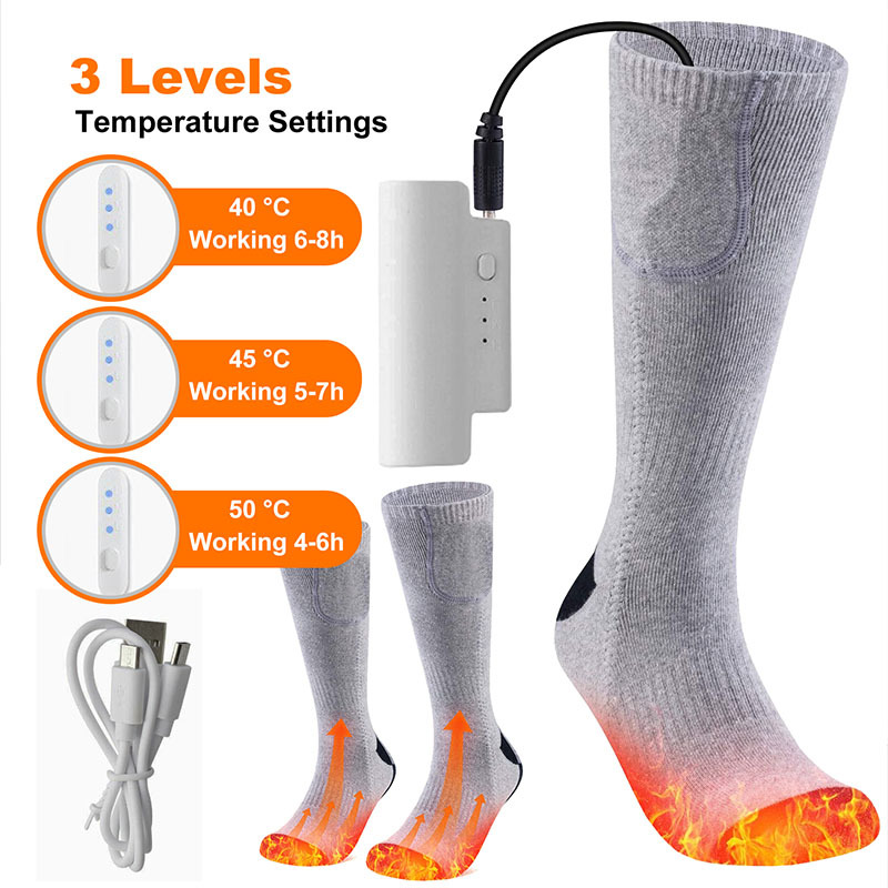 Chaussettes Chauffantes Rechargeables 5000mAh - 3 Niveaux Température (35°C-55°C) - Lavables - Pour Hommes Et Femmes