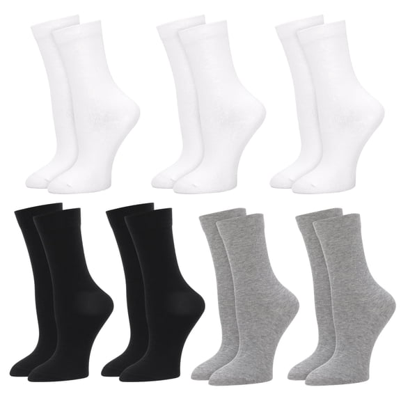 Bocaoying Women's Cotton Crew Socks, Soft Dress Socks, Size 9-11, 7 Pairs