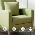 thumbnail image 4 of Single Sofa Armchair — Upholstered Lounge Seat with Removable Pillow and Sturdy Wood Legs, Green, 4 of 9