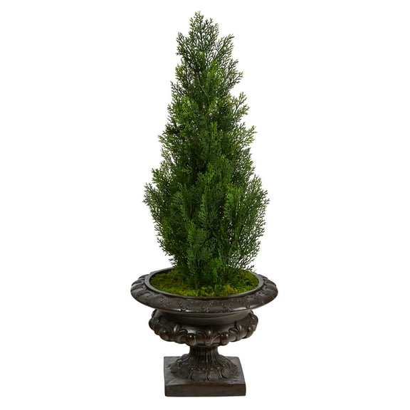 Nearly Natural 3.5' Mini Cedar Artificial Pine Tree in Urn UV Resistant