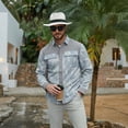 thumbnail image 3 of Fexilor Men's Button Down Long Sleeve Shirt Casual Vacation Style with Pearl Snap-on, 3 of 6