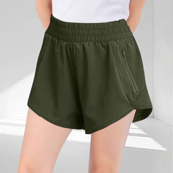 Juslio Shorts for Girls Zipper Breathable Loose Shorts Casual Elastic Waist Shorts Sizes 110
