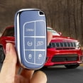 thumbnail image 5 of Key Fob Cover Compatible with Jeep Grand Cherokee Compass Cherokee Renegade Keychain Case Holder Protector,Blue, 5 of 7