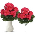 thumbnail image 2 of Artificial Geraniums, SSNTSY Outdoor Fake Flowers, Realistic Potted Plant, 14 inch UV-Resistant Silk Flowers for Interior Porch Garden Decoration, Red, 2 of 7