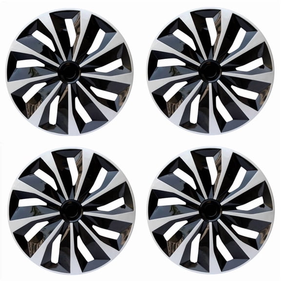 Premium 15" Wheel Covers & Hub Caps ABS Black and Silver, 4 Pack