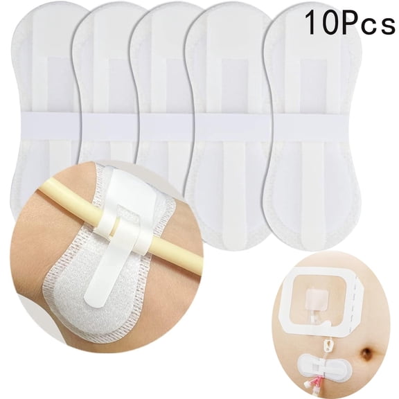 Tutuviw 10 Pcs Catheter Stabilization Device for Kids,Feeding Tube Holder,Self Adhesive Catheter Holder Patch Dressing,Support for Peg/G/J Tubes Catheter Leg Bags,Peritoneal Dialysis Accessories