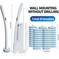 thumbnail image 3 of Disposable Toilet Brush Cleaning System with 50pcs Refills Pads Replacement Heads, Stick, Wall Mounted Toliet Wand Kit Bathroom Maintenance, Bowl Cleaner Wands Holder and Set, 3 of 5