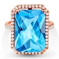 thumbnail image 2 of Gem Stone King 15.50 Ct Octagon Checkerboard Swiss Blue Topaz 18K Rose Gold Plated Silver Ring, 2 of 4