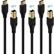 Type C Printer Cable 6FT,3Pack USB C to USB B Printer Cable to Computer 2.0 USB C to B male Connector High Speed Type C to USB B Cable 6FT USB C Printer Scanner Cable Cord for Canon,HP,Dell, Epson